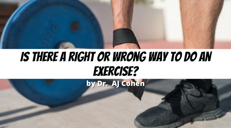 a man holding a barbell with the words is there a right or wrong way.